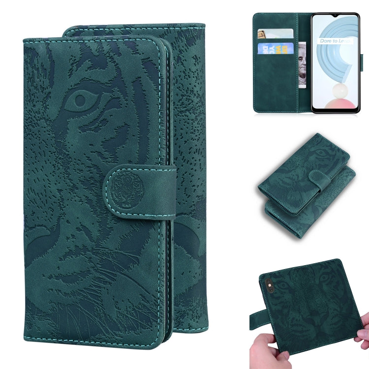 For OPPO Realme C21 Tiger Embossing Pattern Horizontal Flip Leather Case with Holder & Card Slots & Wallet