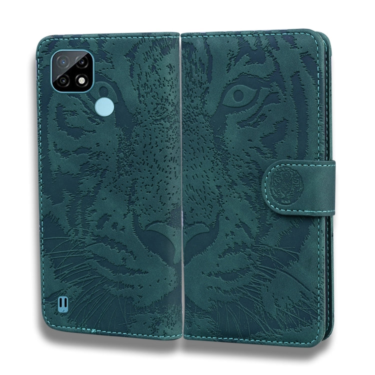 For OPPO Realme C21 Tiger Embossing Pattern Horizontal Flip Leather Case with Holder & Card Slots & Wallet