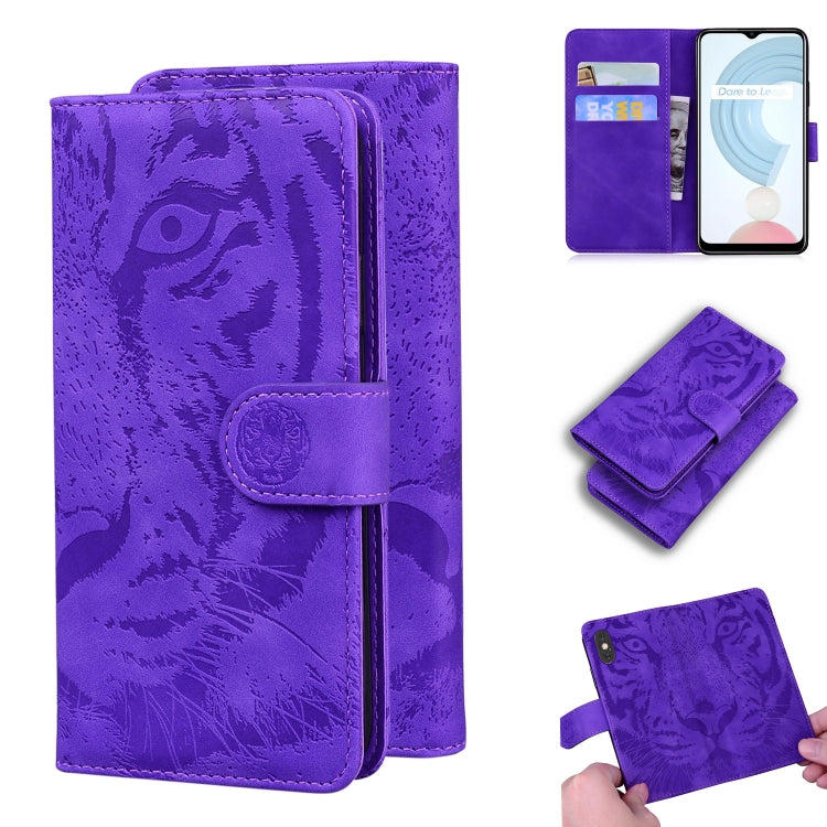 For OPPO Realme C21 Tiger Embossing Pattern Horizontal Flip Leather Case with Holder & Card Slots & Wallet