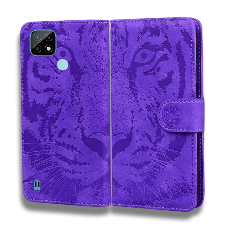 For OPPO Realme C21 Tiger Embossing Pattern Horizontal Flip Leather Case with Holder & Card Slots & Wallet