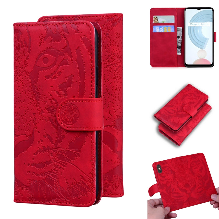 For OPPO Realme C21 Tiger Embossing Pattern Horizontal Flip Leather Case with Holder & Card Slots & Wallet