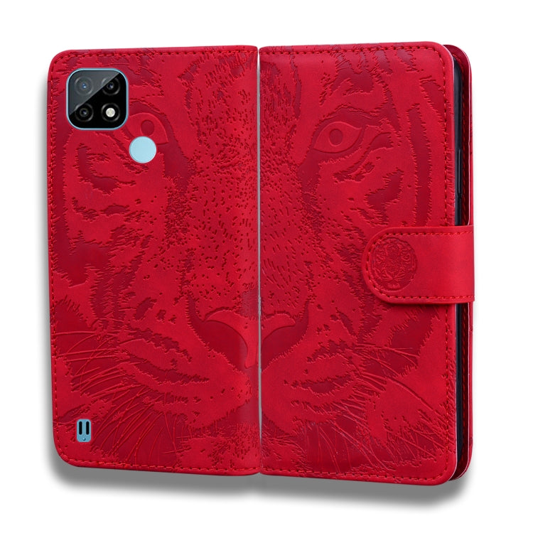 For OPPO Realme C21 Tiger Embossing Pattern Horizontal Flip Leather Case with Holder & Card Slots & Wallet