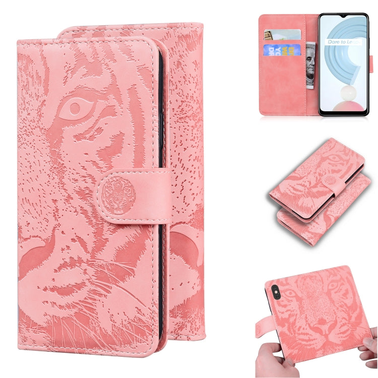 For OPPO Realme C21 Tiger Embossing Pattern Horizontal Flip Leather Case with Holder & Card Slots & Wallet