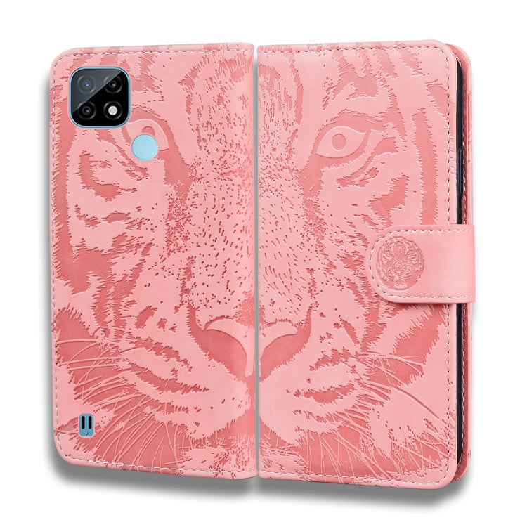 For OPPO Realme C21 Tiger Embossing Pattern Horizontal Flip Leather Case with Holder & Card Slots & Wallet