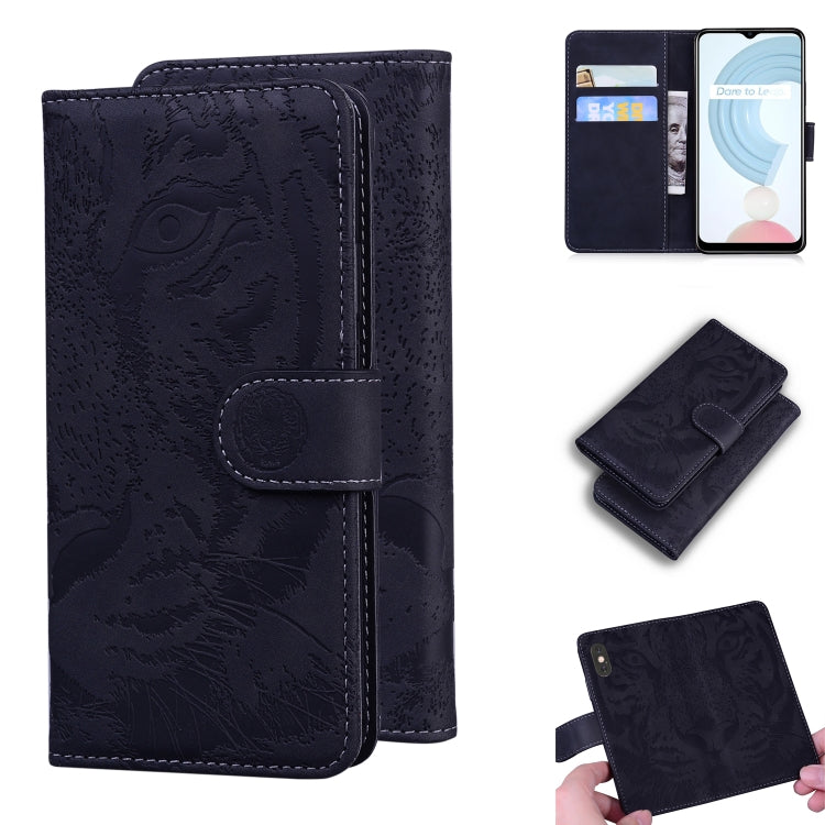 For OPPO Realme C21 Tiger Embossing Pattern Horizontal Flip Leather Case with Holder & Card Slots & Wallet