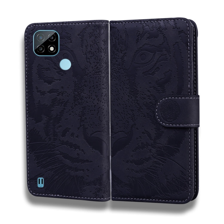 For OPPO Realme C21 Tiger Embossing Pattern Horizontal Flip Leather Case with Holder & Card Slots & Wallet