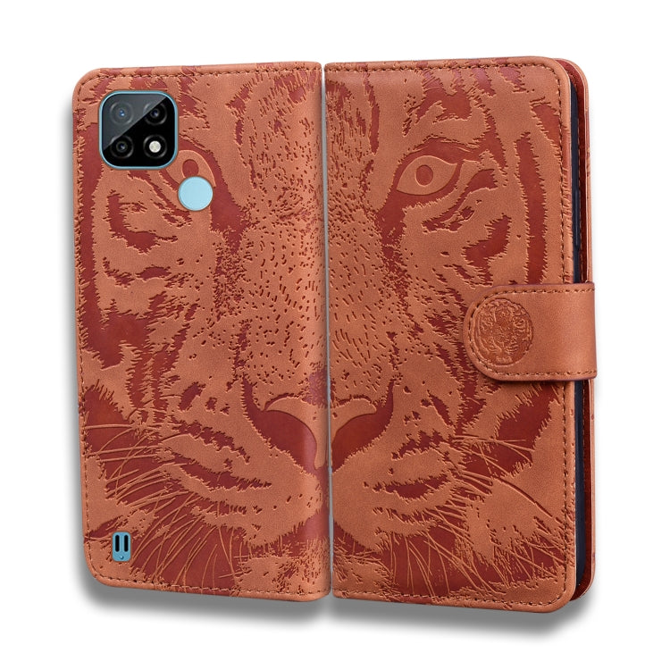 For OPPO Realme C21 Tiger Embossing Pattern Horizontal Flip Leather Case with Holder & Card Slots & Wallet