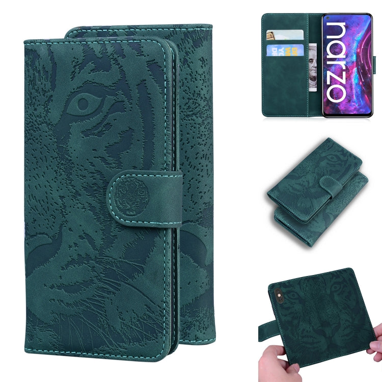 For OPPO Realme V5 5G Tiger Embossing Pattern Horizontal Flip Leather Case with Holder & Card Slots & Wallet
