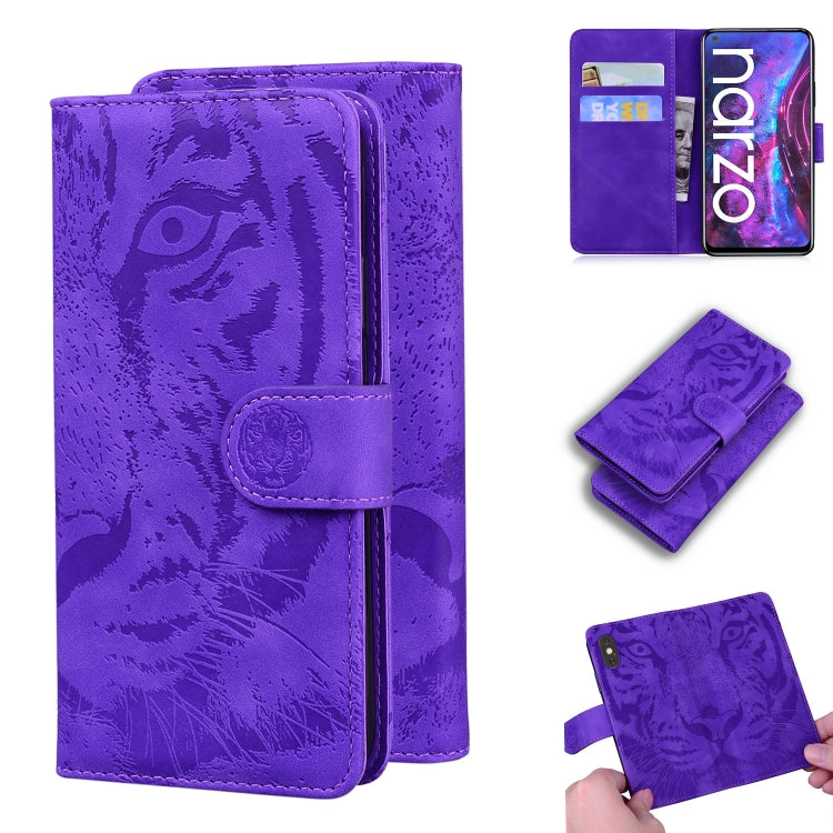 For OPPO Realme V5 5G Tiger Embossing Pattern Horizontal Flip Leather Case with Holder & Card Slots & Wallet