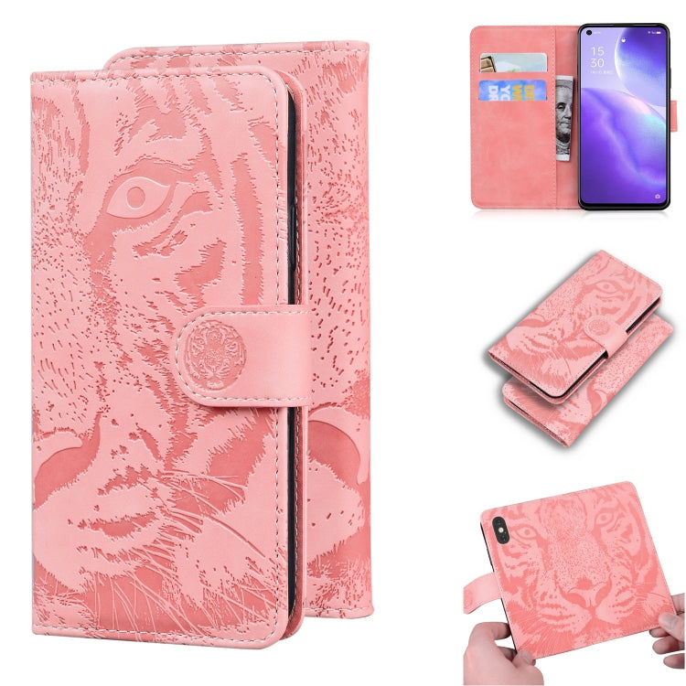 For OPPO Reno 5 4G / Reno 5 5G Tiger Embossing Pattern Horizontal Flip Leather Case with Holder & Card Slots & Wallet