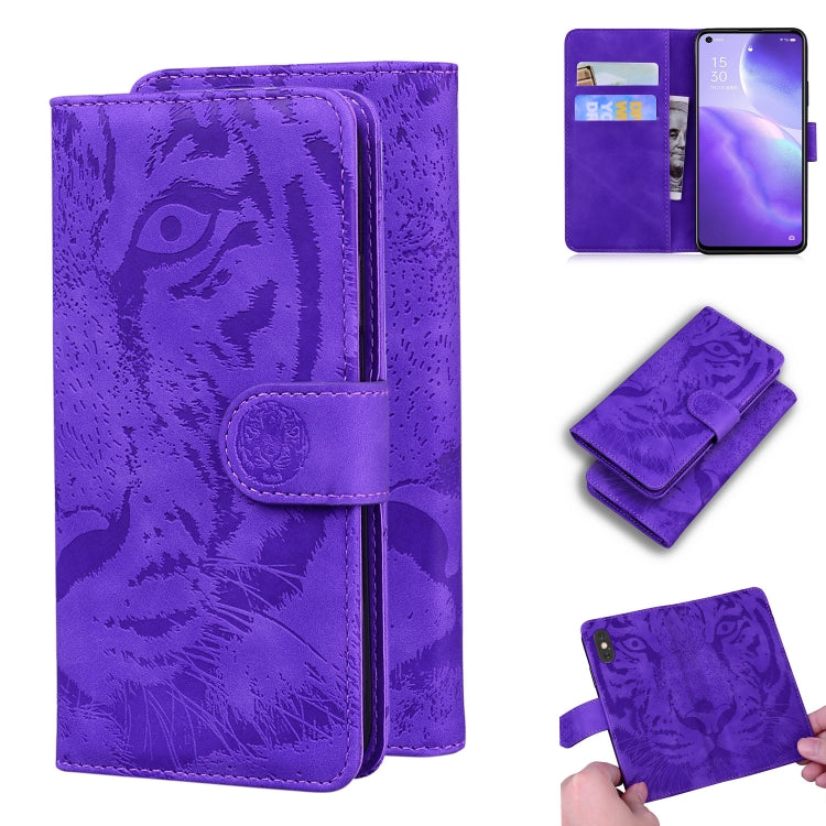 For OPPO Reno5 K / Find X3 Lite Tiger Embossing Pattern Horizontal Flip Leather Case with Holder & Card Slots & Wallet