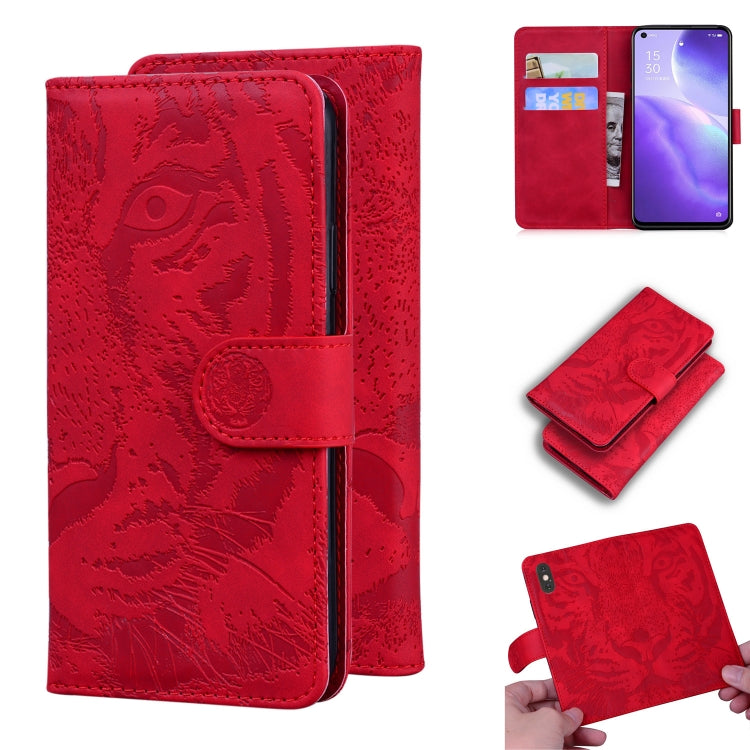 For OPPO Reno5 K / Find X3 Lite Tiger Embossing Pattern Horizontal Flip Leather Case with Holder & Card Slots & Wallet