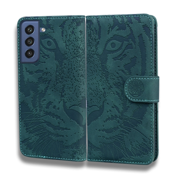 For Samsung Galaxy S21 FE Tiger Embossing Pattern Horizontal Flip Leather Case with Holder & Card Slots & Wallet