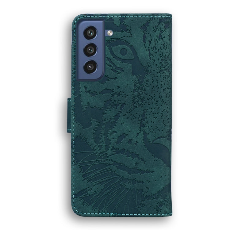 For Samsung Galaxy S21 FE Tiger Embossing Pattern Horizontal Flip Leather Case with Holder & Card Slots & Wallet