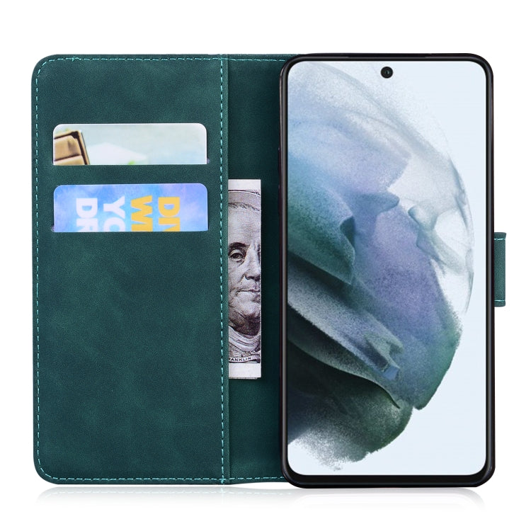 For Samsung Galaxy S21 FE Tiger Embossing Pattern Horizontal Flip Leather Case with Holder & Card Slots & Wallet