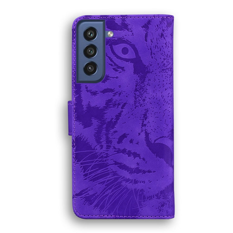 For Samsung Galaxy S21 FE Tiger Embossing Pattern Horizontal Flip Leather Case with Holder & Card Slots & Wallet