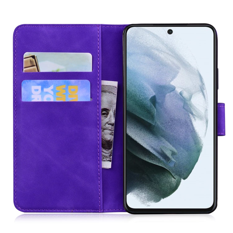 For Samsung Galaxy S21 FE Tiger Embossing Pattern Horizontal Flip Leather Case with Holder & Card Slots & Wallet