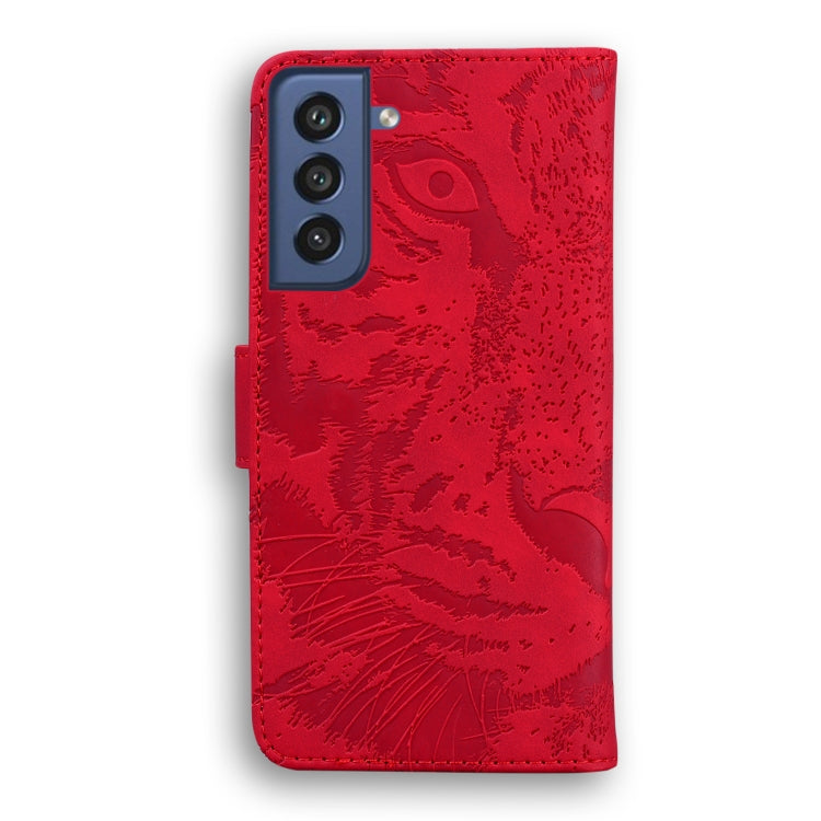 For Samsung Galaxy S21 FE Tiger Embossing Pattern Horizontal Flip Leather Case with Holder & Card Slots & Wallet
