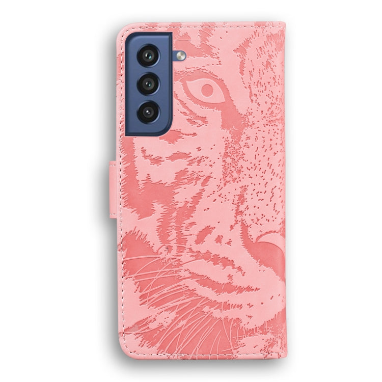 For Samsung Galaxy S21 FE Tiger Embossing Pattern Horizontal Flip Leather Case with Holder & Card Slots & Wallet