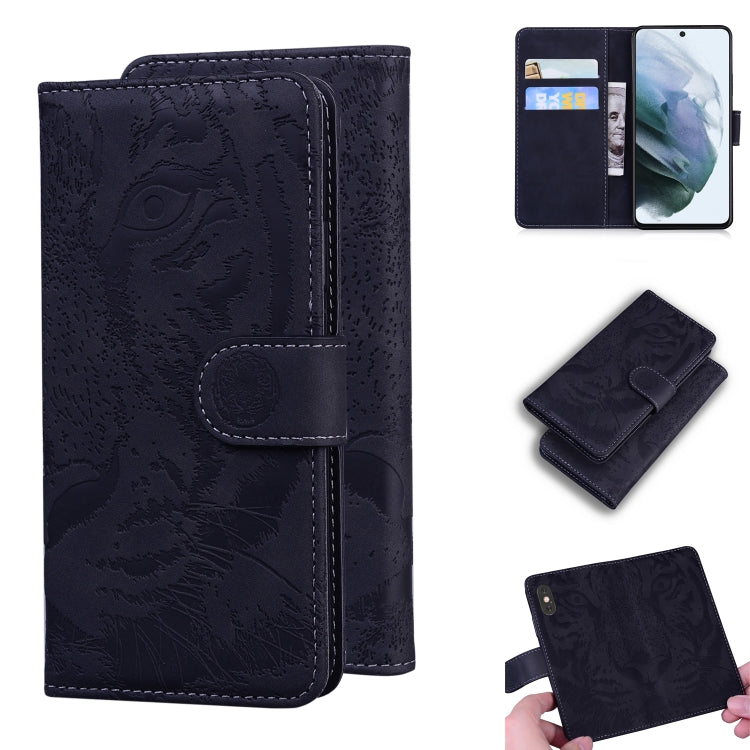 For Samsung Galaxy S21 FE Tiger Embossing Pattern Horizontal Flip Leather Case with Holder & Card Slots & Wallet