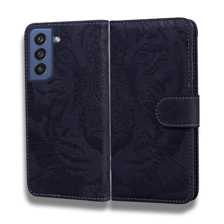 For Samsung Galaxy S21 FE Tiger Embossing Pattern Horizontal Flip Leather Case with Holder & Card Slots & Wallet