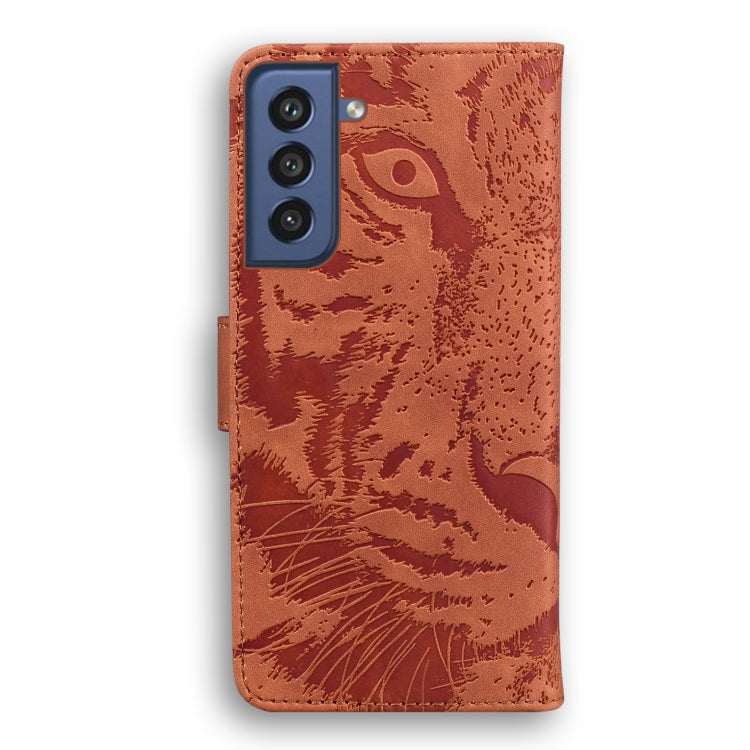 For Samsung Galaxy S21 FE Tiger Embossing Pattern Horizontal Flip Leather Case with Holder & Card Slots & Wallet
