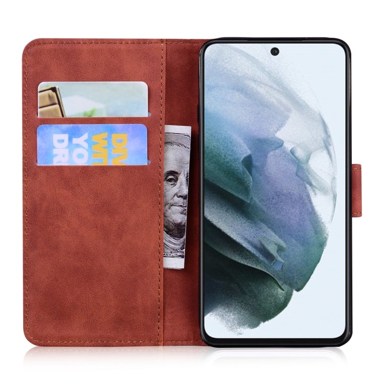 For Samsung Galaxy S21 FE Tiger Embossing Pattern Horizontal Flip Leather Case with Holder & Card Slots & Wallet