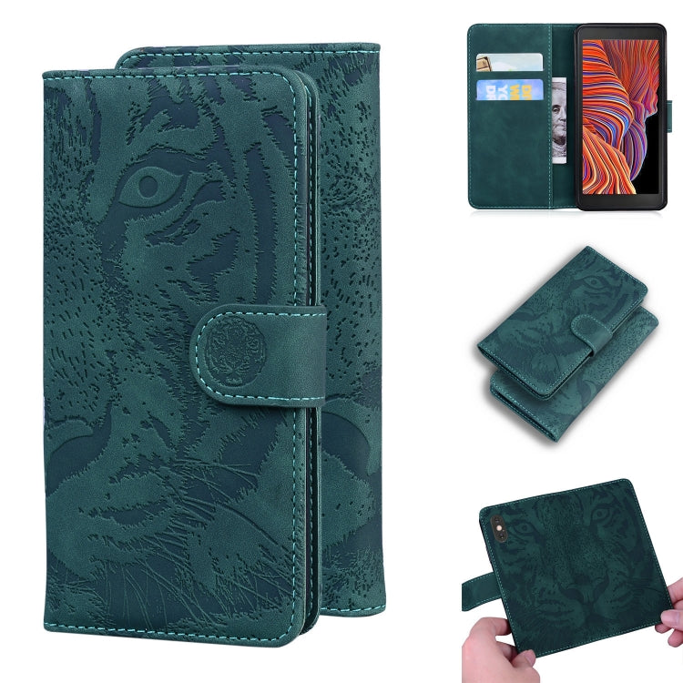 For Samsung Galaxy Xcover 5 Tiger Embossing Pattern Horizontal Flip Leather Case with Holder & Card Slots & Wallet