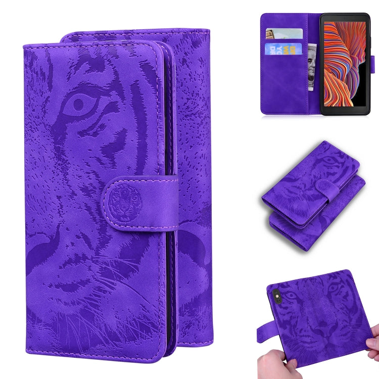 For Samsung Galaxy Xcover 5 Tiger Embossing Pattern Horizontal Flip Leather Case with Holder & Card Slots & Wallet