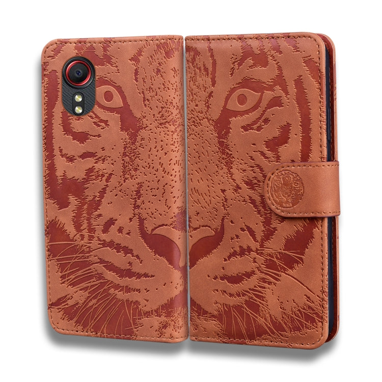 For Samsung Galaxy Xcover 5 Tiger Embossing Pattern Horizontal Flip Leather Case with Holder & Card Slots & Wallet