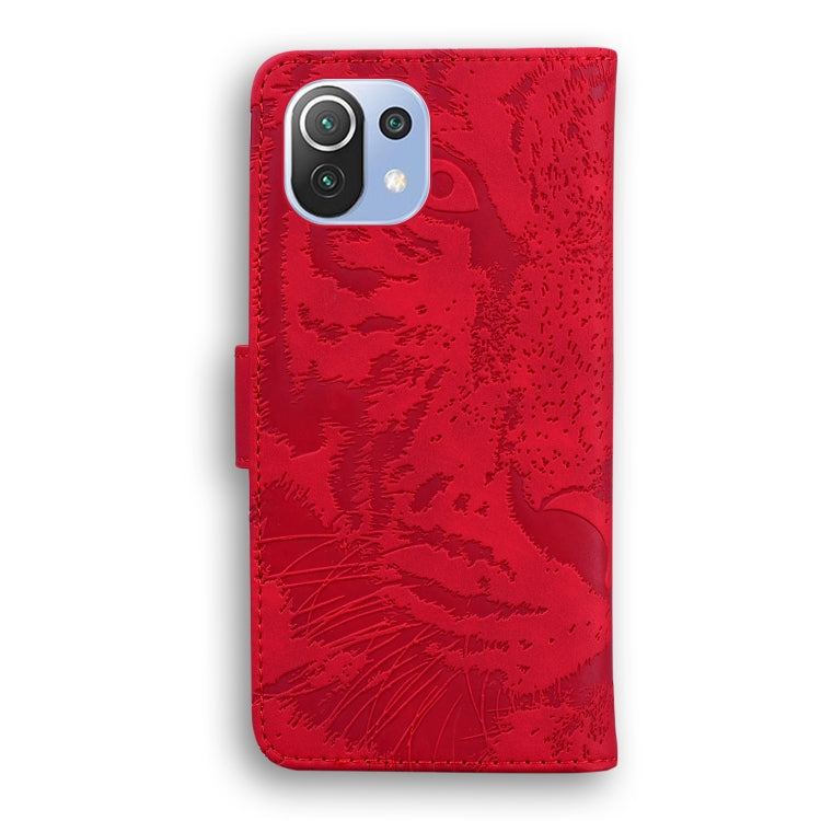 For Xiaomi Mi 11 Lite Tiger Embossing Pattern Horizontal Flip Leather Case with Holder & Card Slots & Wallet