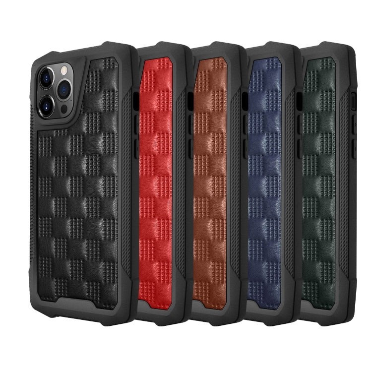 For iPhone 12 / 12 Pro 3D Embossed PU + PC + TPU Skidproof Shockproof Case