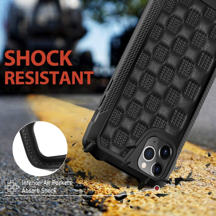 For iPhone 11 Pro Max 3D Embossed PU + PC + TPU Skidproof Shockproof Case