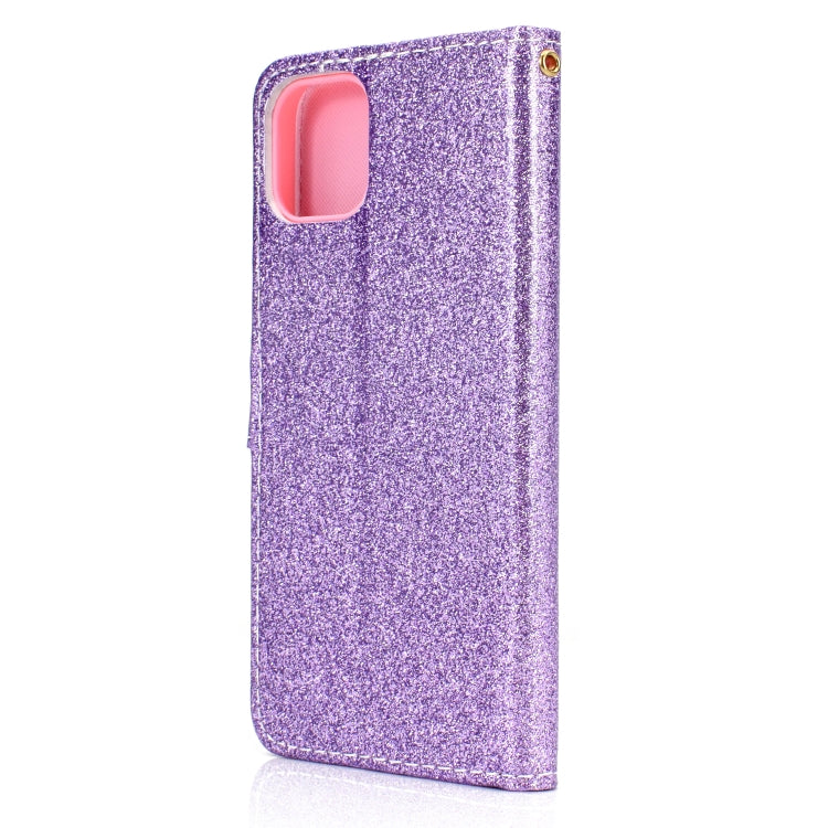 For Samsung Galaxy A22 5G Glitter Powder Horizontal Flip Leather Case with Card Slots & Holder & Photo Frame & Wallet