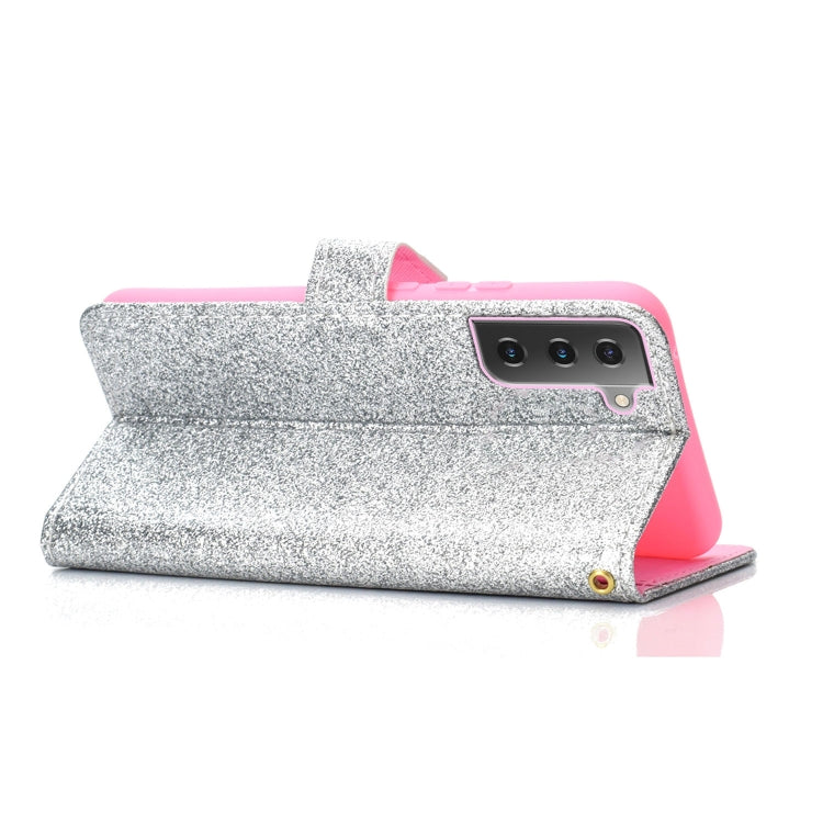 For Samsung Galaxy S21 FE Glitter Powder Horizontal Flip Leather Case with Card Slots & Holder & Photo Frame & Wallet