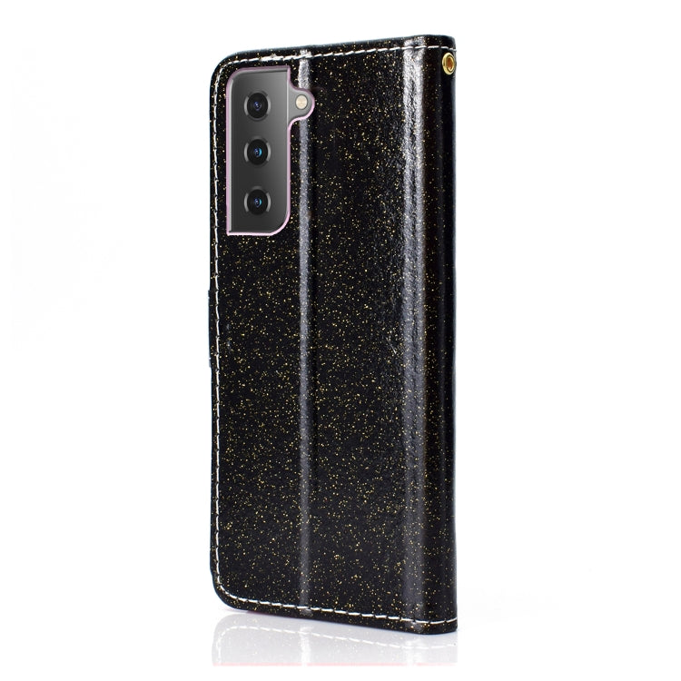For Samsung Galaxy S21 FE Glitter Powder Horizontal Flip Leather Case with Card Slots & Holder & Photo Frame & Wallet