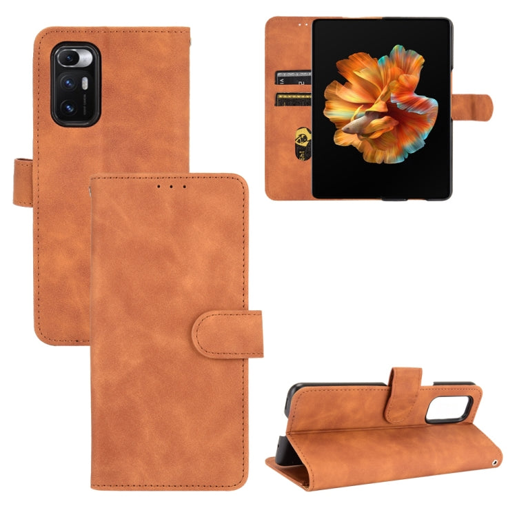 For Xiaomi Mi Mix Fold Solid Color Skin Feel Magnetic Buckle Horizontal Flip Calf Texture PU Leather Case with Holder & Card Slots & Wallet