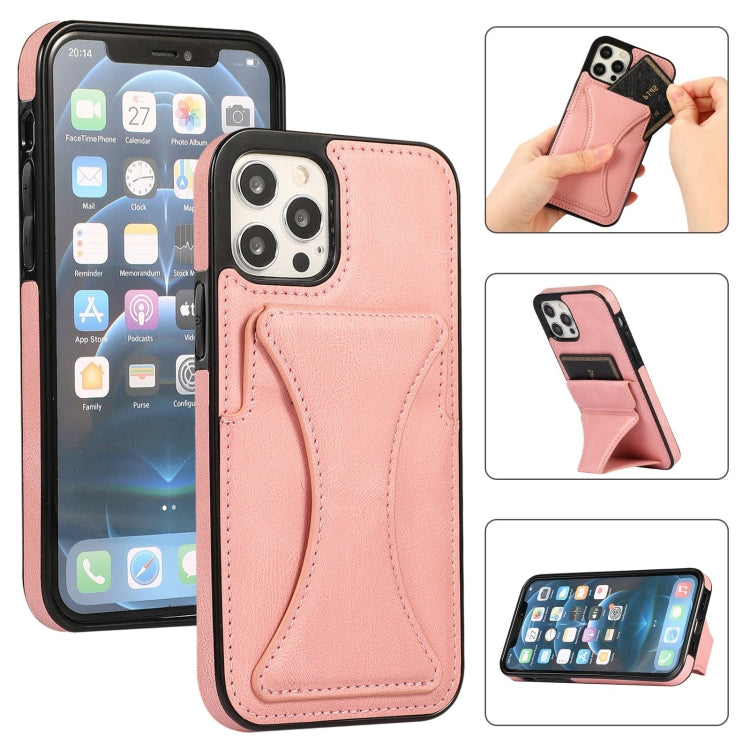 For iPhone 12 / 12 Pro Ultra-thin Shockproof Protective Case with Holder & Metal Magnetic Function