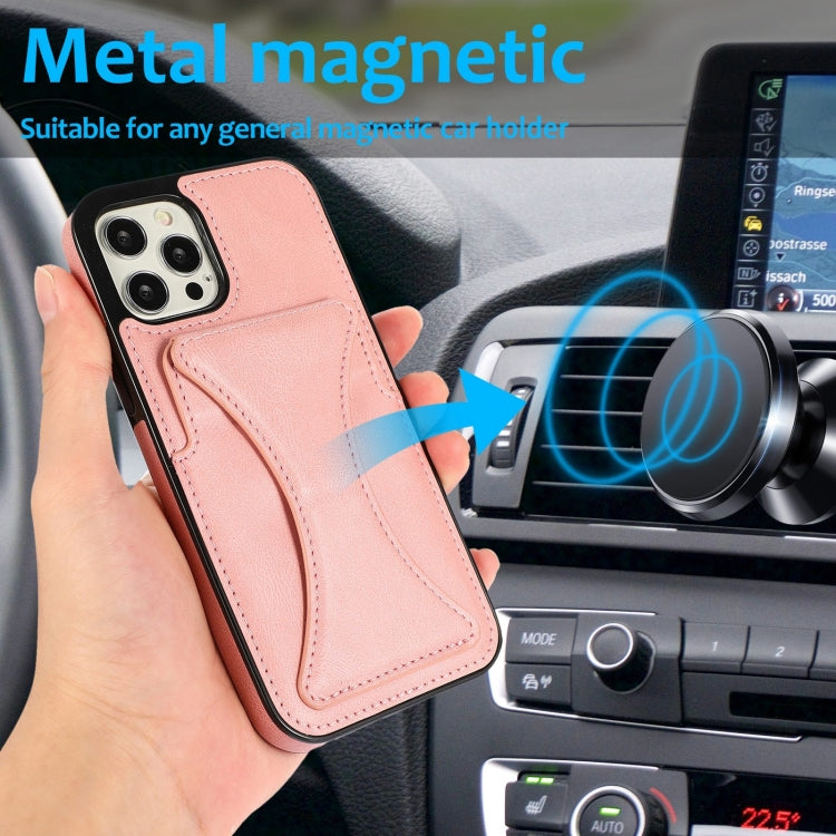 For iPhone 12 / 12 Pro Ultra-thin Shockproof Protective Case with Holder & Metal Magnetic Function