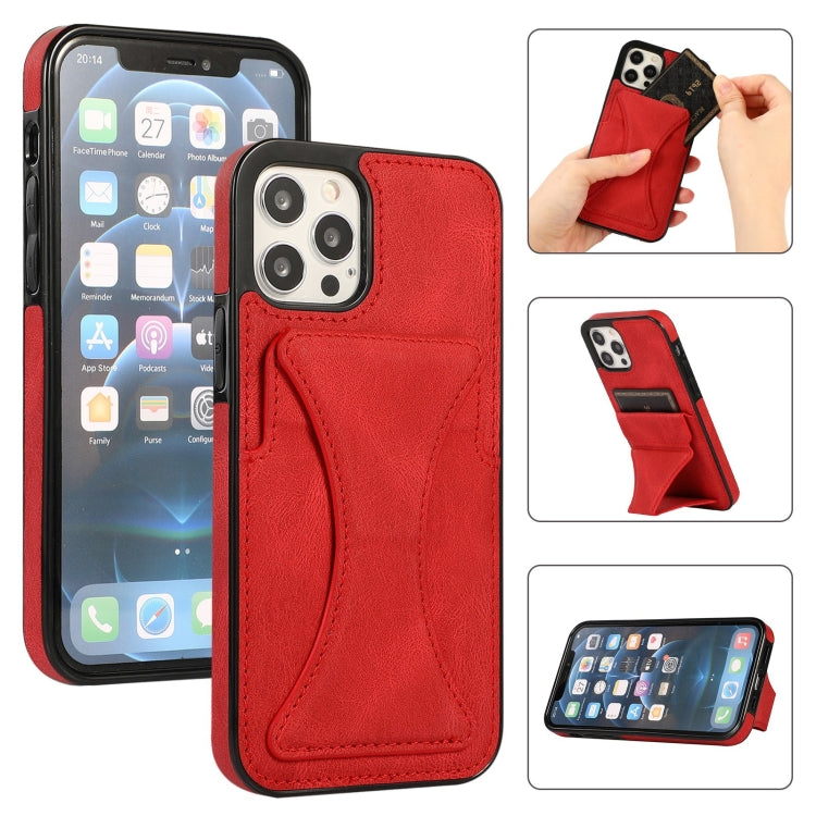 For iPhone 12 / 12 Pro Ultra-thin Shockproof Protective Case with Holder & Metal Magnetic Function