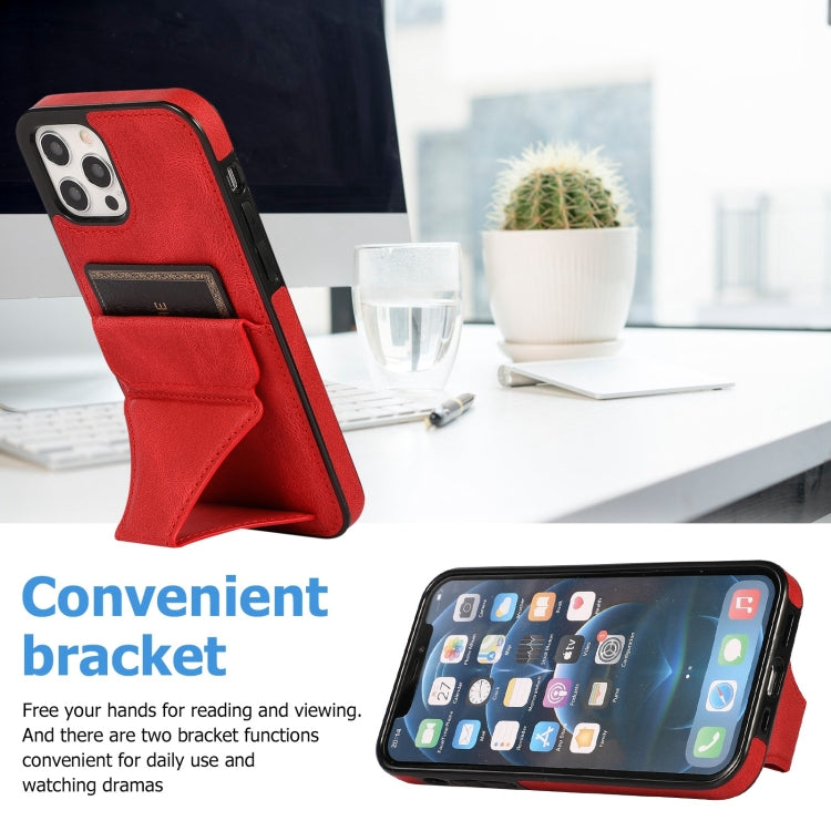 For iPhone 12 / 12 Pro Ultra-thin Shockproof Protective Case with Holder & Metal Magnetic Function