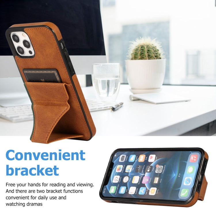 For iPhone 12 / 12 Pro Ultra-thin Shockproof Protective Case with Holder & Metal Magnetic Function