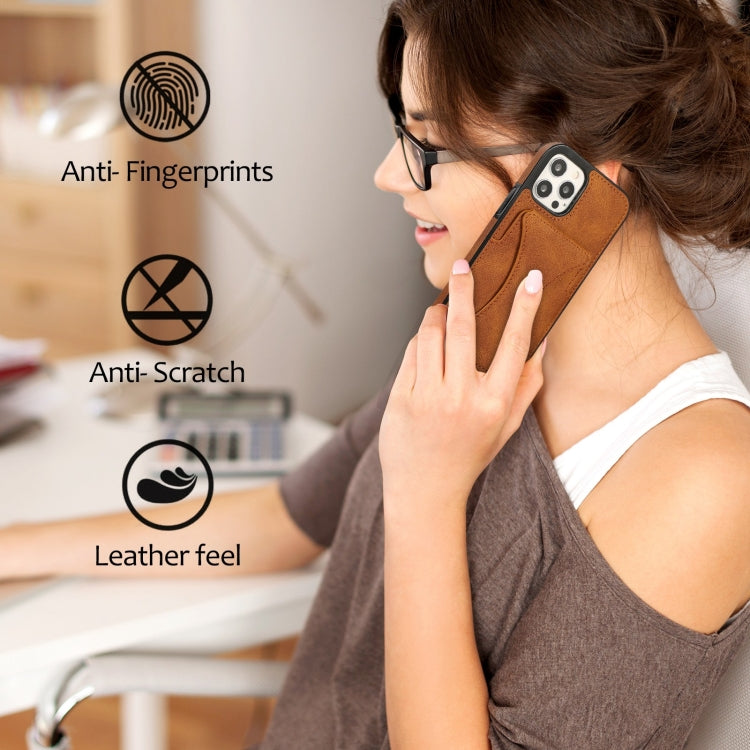 For iPhone 12 / 12 Pro Ultra-thin Shockproof Protective Case with Holder & Metal Magnetic Function