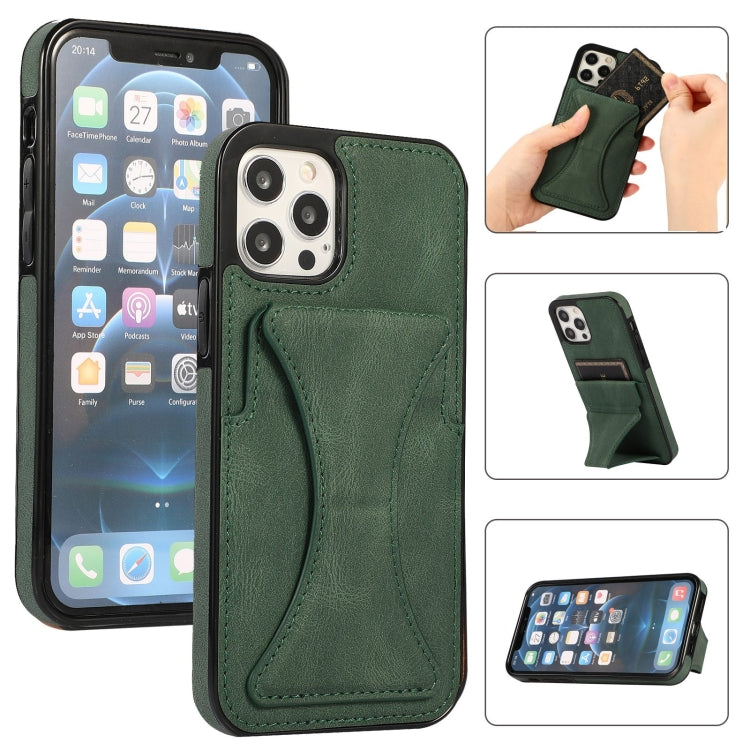For iPhone 12 / 12 Pro Ultra-thin Shockproof Protective Case with Holder & Metal Magnetic Function