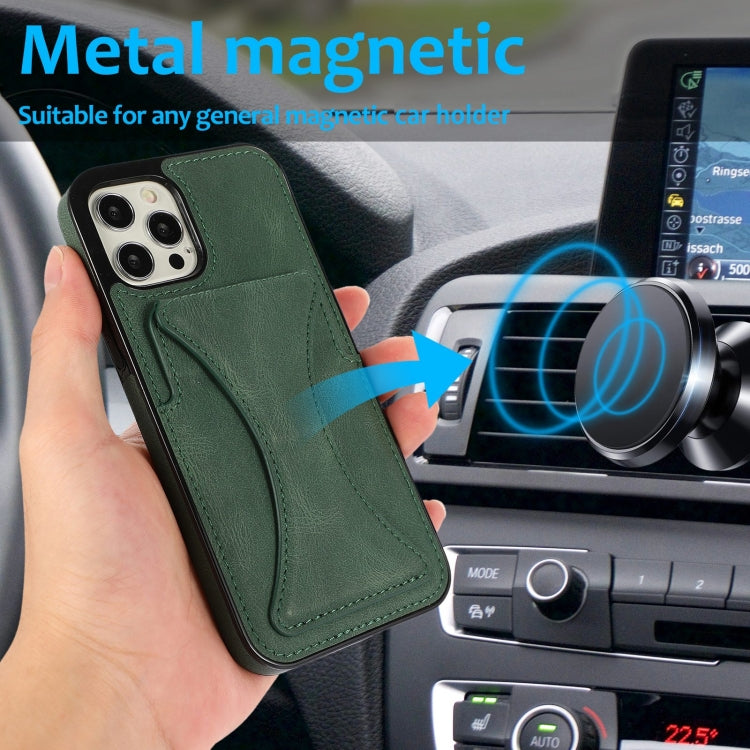 For iPhone 12 / 12 Pro Ultra-thin Shockproof Protective Case with Holder & Metal Magnetic Function