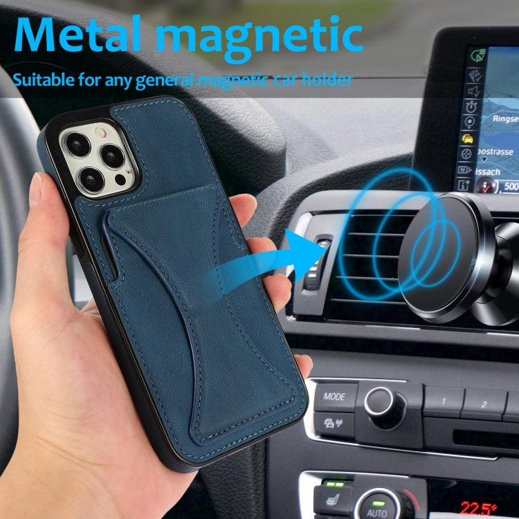 For iPhone 12 / 12 Pro Ultra-thin Shockproof Protective Case with Holder & Metal Magnetic Function