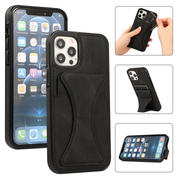 For iPhone 12 / 12 Pro Ultra-thin Shockproof Protective Case with Holder & Metal Magnetic Function