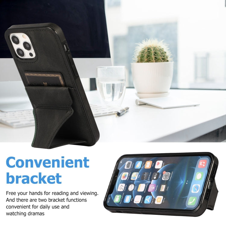 For iPhone 12 / 12 Pro Ultra-thin Shockproof Protective Case with Holder & Metal Magnetic Function