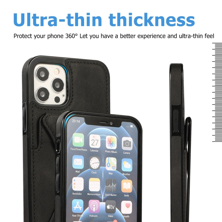 For iPhone 12 / 12 Pro Ultra-thin Shockproof Protective Case with Holder & Metal Magnetic Function