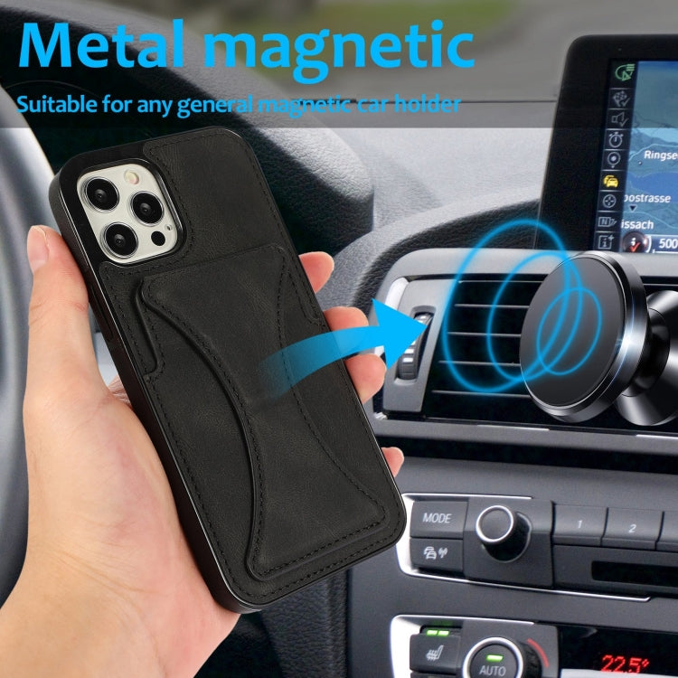 For iPhone 12 / 12 Pro Ultra-thin Shockproof Protective Case with Holder & Metal Magnetic Function
